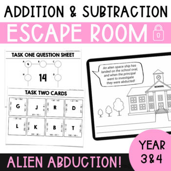 Preview of Addition & Subtraction Math Puzzles Escape Room Numbers within 1000 Year 3 & 4