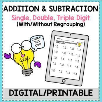 Preview of Addition & Subtraction- Multi-Digit Review - DIGITAL/PRINT- Distance Learning
