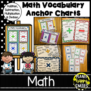 Preview of Addition, Subtraction, Multiplication, & Division Vocabulary Anchor Charts