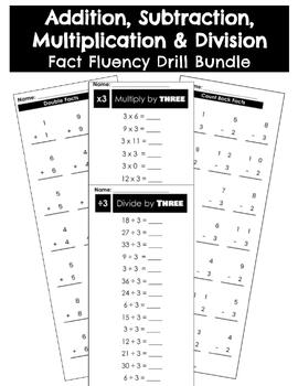 Preview of Addition, Subtraction, Multiplication & Division Fact Fluency Bundle - 82 Drills