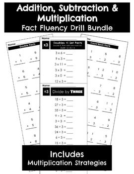 Preview of Addition, Subtraction, Multiplication & Division Fact Fluency Bundle - 89 Drills