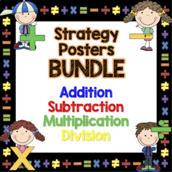 Preview of Addition, Subtraction, Multiplication & Division Strategy Posters Bundle