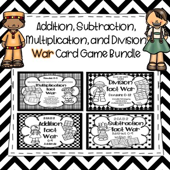 Preview of Addition Subtraction Multiplication Division War Game Bundle