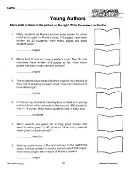 Addition Subtraction Multiplication Division Word Problems For Grades 4 5 - 