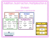 Addition, Subtraction, Multiplication & Division vocabulary cards