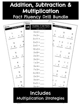 Preview of Addition, Subtraction & Multiplication Fact Fluency Drill Bundle - 71 Drills