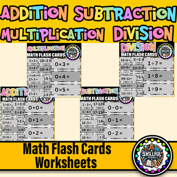 Preview of Addition,Subtraction,Multiplication and Division Math Fact Flashcards Printable