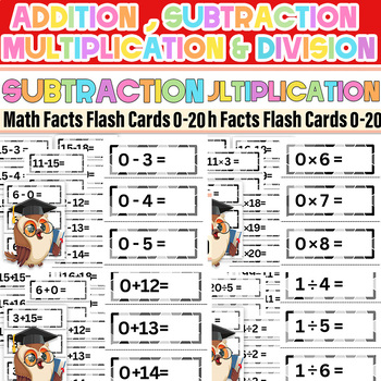 Preview of Addition,Subtraction,Multiplication and Division Math Fact black Flashcards