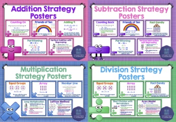 Preview of Addition, Subtraction, Multiplication and Division Strategy Posters