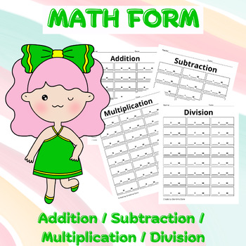 Preview of Addition, Subtraction, Multiplication and Division form