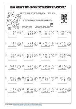 Addition, Subtraction & Multiplication of Decimals – 3 ACTIVITY SHEET