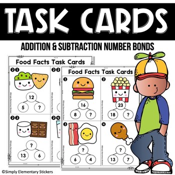 Preview of Addition & Subtraction Number Bonds Math Task Cards, for 1st & 2nd Graders