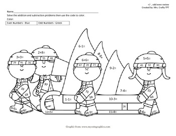 addition subtraction odd and even winter coloring by mrs crafty