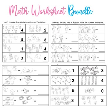 Preview of Addition Subtraction Pattern Themed Math Bundle