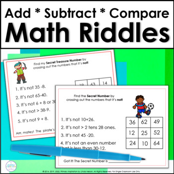 Preview of Addition, Subtraction, & Place Value Activities - Free Math Enrichment Riddles