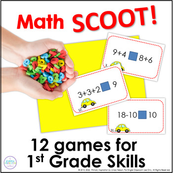 Preview of Math Scoot Games - 1st Grade Addition , Subtraction , Place Value Review Games