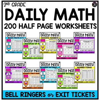 Preview of Addition, Subtraction, Place Value, Time, Skip Counting Daily Math Review Bundle