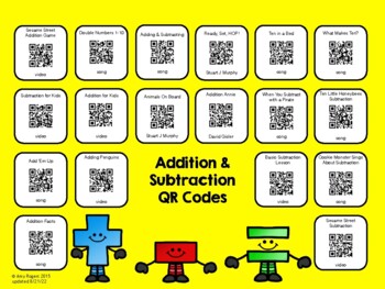 Preview of Addition & Subtraction QR Codes