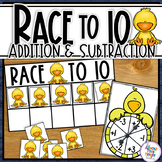 Addition & Subtraction Race to 10 - a 10s Frame Game - EASTER