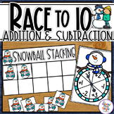 Addition & Subtraction Race to 10 - a 10s Frame Game - WINTER
