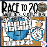 Addition & Subtraction Race to 20 - a 10s Frame Game - SPACE