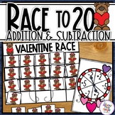 Addition & Subtraction Race to 20 - a 10s Frame Game - VAL