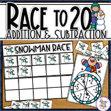 Addition & Subtraction Race to 20 - a 10s Frame Game - WINTER