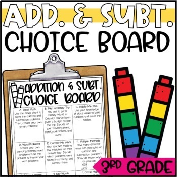 Preview of Addition & Subtraction Regrouping Activities - Math Menu, Choice Board