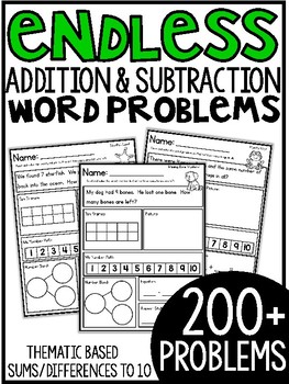 Preview of Addition and Subtraction Themed Word Problems (within 10)