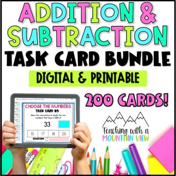 Preview of Addition & Subtraction Task Card Bundle
