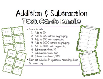Preview of Addition & Subtraction Task Cards