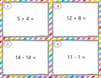 math flash cards addition and subtraction to 20