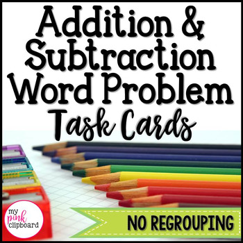 Preview of Addition and Subtraction Word Problem Task Cards - CCSS 2.OA.1 & TEKS 2.4