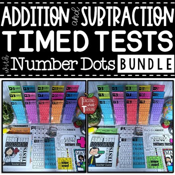 Preview of Addition & Subtraction Timed Test Assessment BUNDLE {with Counting Dots}