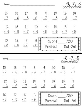 addition subtraction timed tests no prep by teaching 1st grade