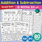 Addition & Subtraction Timed Tests | Within 20