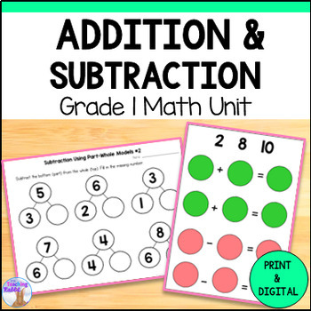 Preview of Addition & Subtraction Unit - Worksheets & Word Problems - Grade 1 Math Ontario