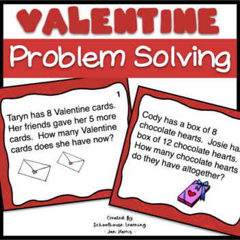 Preview of Addition & Subtraction Valentines Problem Solving Task Cards