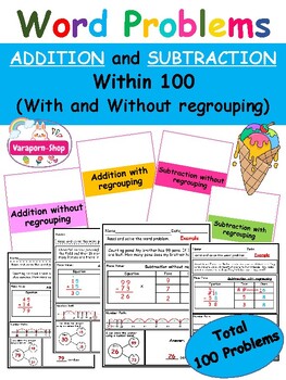 Preview of Addition&Subtraction-With & Without Regrouping Word Problem within 100-100 pages