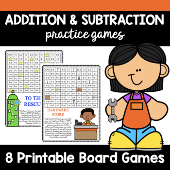Preview of Addition & Subtraction Within 20 Board Games for Math Centers