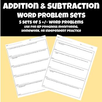 Addition & Subtraction Word Problem Sets by MrsHerringsSchoolhouse