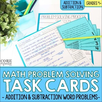 Preview of 4th Grade Addition & Subtraction Word Problem Solving Math Task Cards