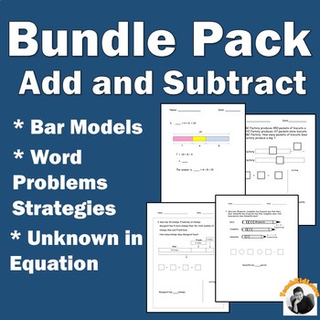 Preview of Addition Subtraction Word Problems (Bar Models) Bundle Pack 1st Grade 2nd Grade
