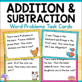 Addition & Subtraction Word Problems Task Cards 1st Grade 