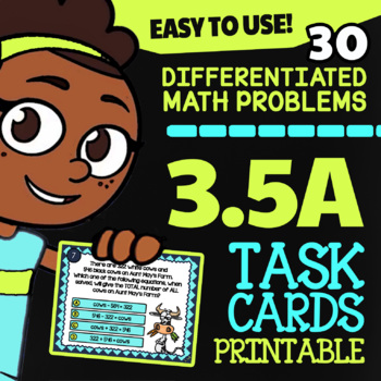 Preview of Addition & Subtraction Word Problems Task Cards | TEKS-Aligned | Math TEK 3.5A
