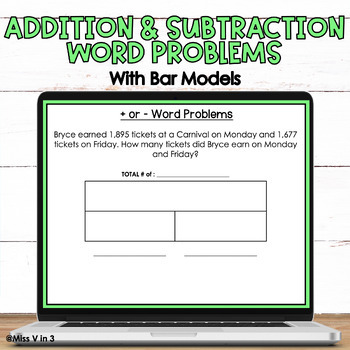 Preview of Addition & Subtraction Word Problems with Bar Models Slides