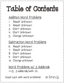 Addition & Subtraction Word Problems within 20 Practice Sheets | TpT