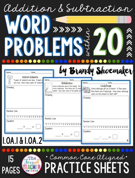 Preview of Addition & Subtraction Word Problems within 20 Practice Sheets