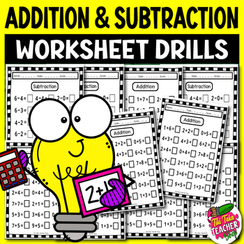Preview of Addition & Subtraction Worksheet Drills - Back to School
