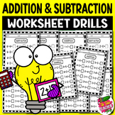 Addition & Subtraction Worksheet Drills - Back to School